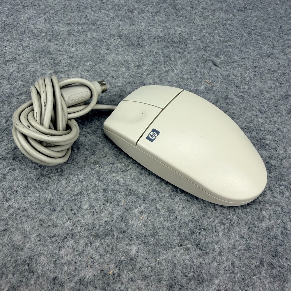 Vintage HP Hewlett Packard M-S34 Wired PS/2 Trackball Mouse C3751B Gray